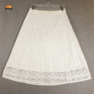 Madewell A-Line Skirt White Lace Back Zip Knee Length Women's Size 2